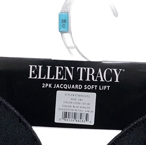 Ellen Tracy Jacquard Soft Lift Underwire Bra 2-pack With Adjustable Straps 38C - Picture 3 of 8